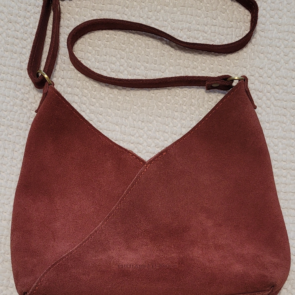 PORTLAND LEATHER NAOMI SHOULDER BAG IN "RED PANDA" SUEDE. AP SIZE SMALL - Picture 8 of 8
